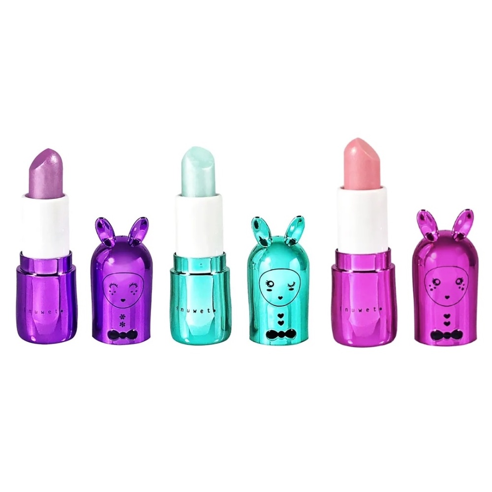 *no box* 🎀 12 - Inuwet Poetic Beauty Lip Balm (3) pc Set Cupcake, Milkshake